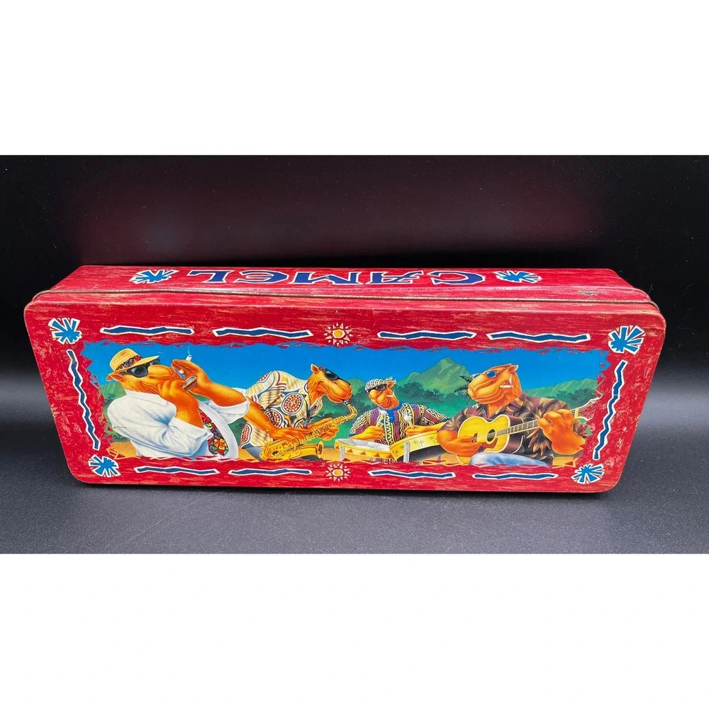 Vtg 1994 Joe Cool Camel Cigarette Tin Band Collectible Storage Box 12x4.5x2 in